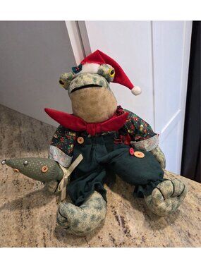 Vintage Sterling Musical Frog Santa Plush Christmas Croaks Song Jingle Bells